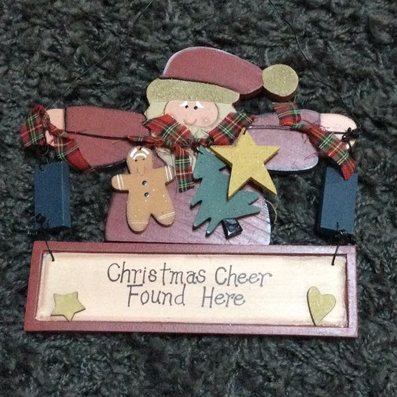 3 wooden hand crafted Christmas signs. 2 hanging signs 1 decorative angel - Picture 2 of 4